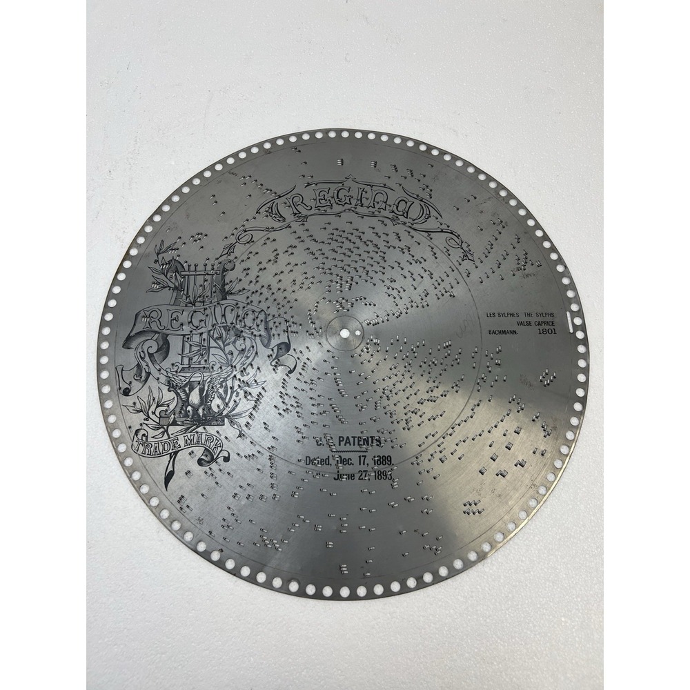 REGINA MUSIC BOX DISC 15 1/2" Les Sylphes VALSE CAPRICE metal antique vintage - Picture 6 of 8